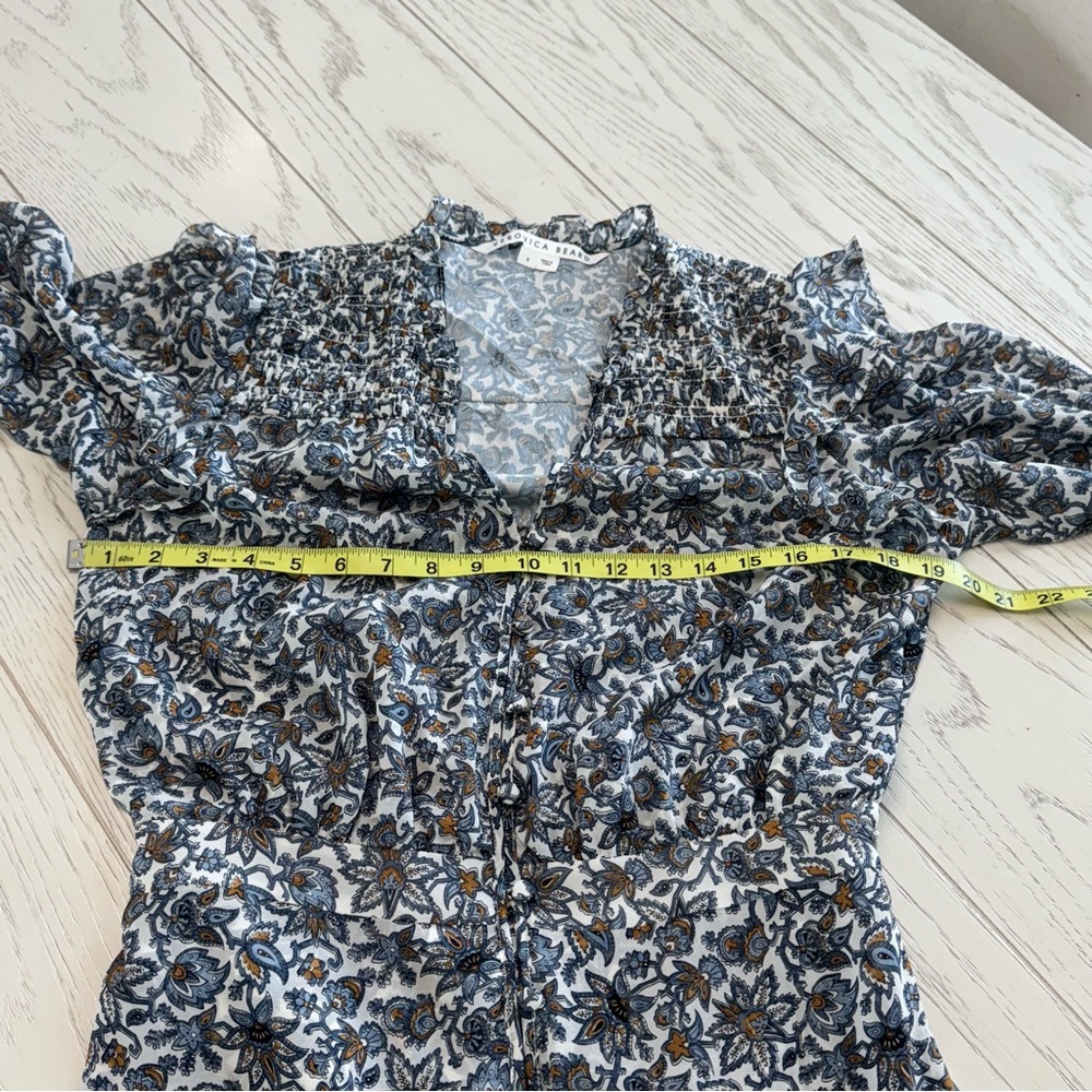 Veronica Beard Blue Floral Long Sleeve Dress - Picture 8 of 12